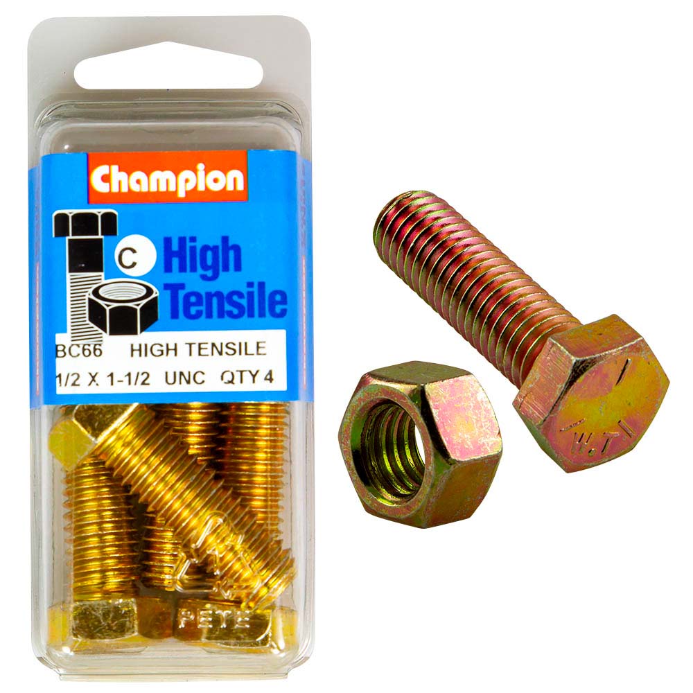Champion 1-1/2in x 1/2in Set Screw & Nut (C) - GR5