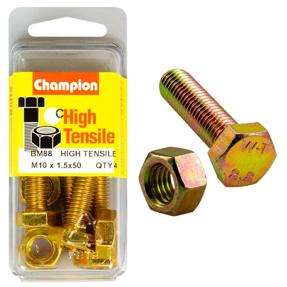 Champion M10 x 50 Set Screw & Nut (C) - GR8.8