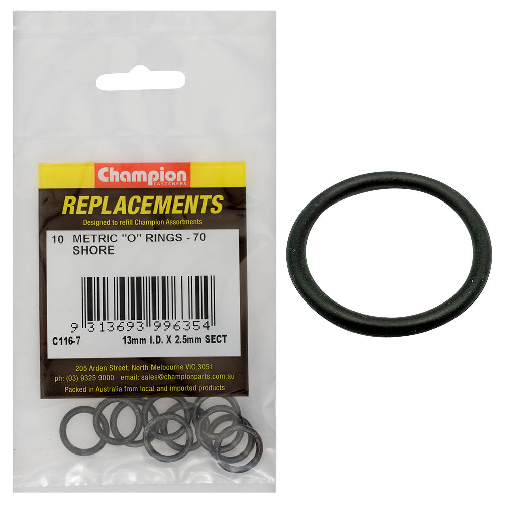 Champion 13mm (I.D.) x 2.5mm Metric O-Ring -10pk