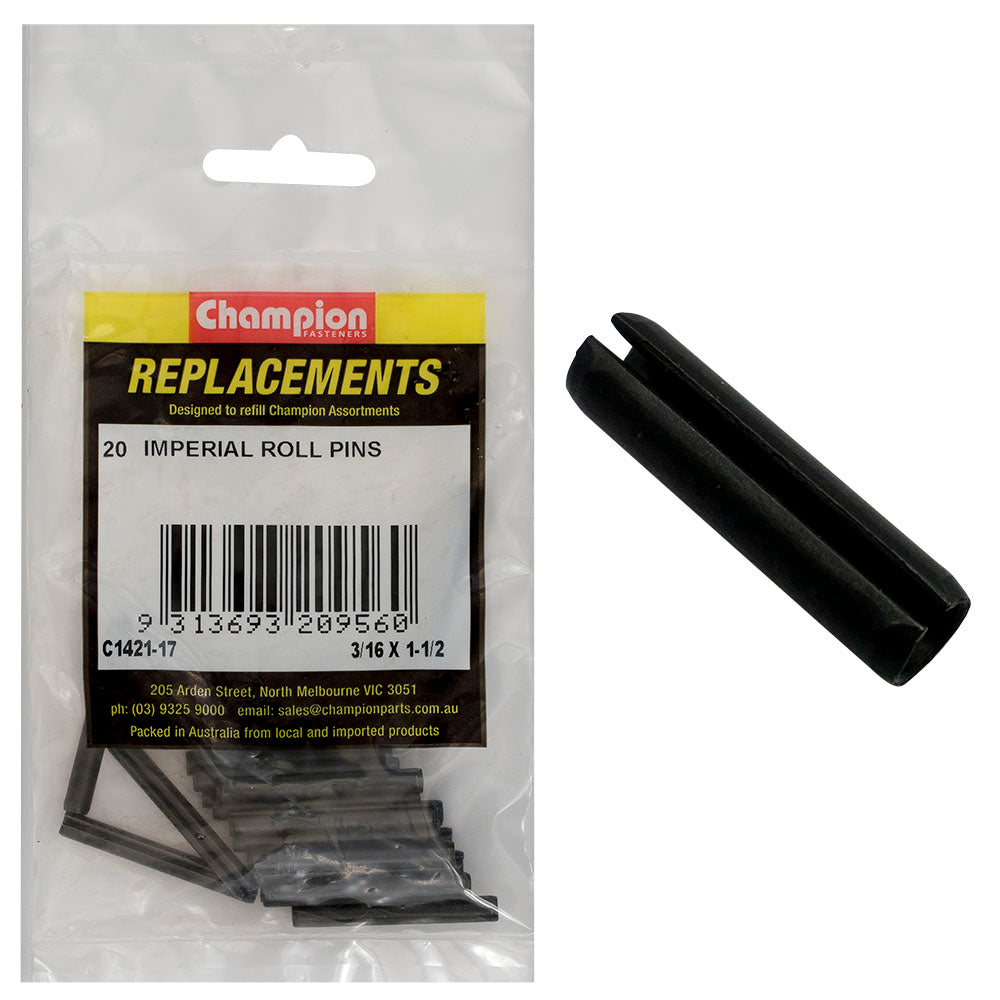 Champion 3/16in x 1-1/2in Roll Pin -20pk