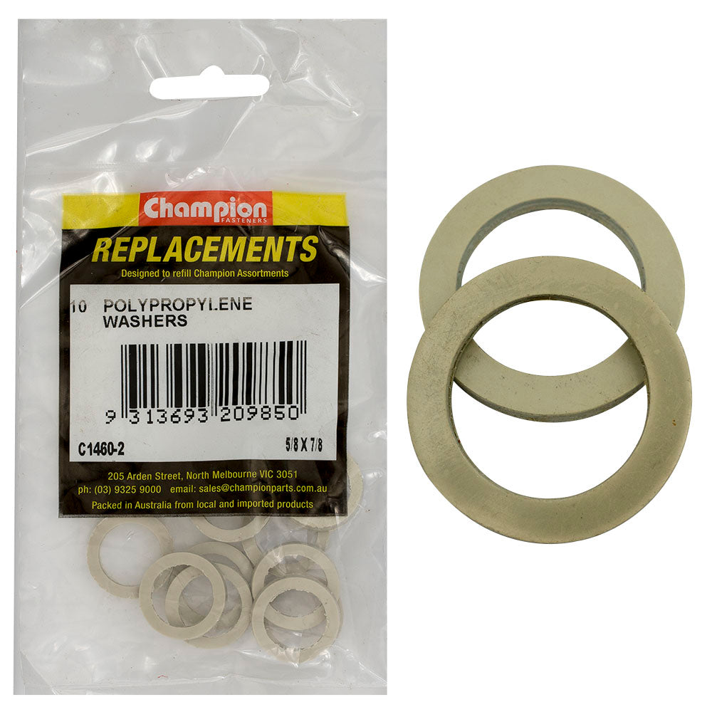 Champion 5/8in x 7/8in x 3/32in Polypropylene Washer -10pk