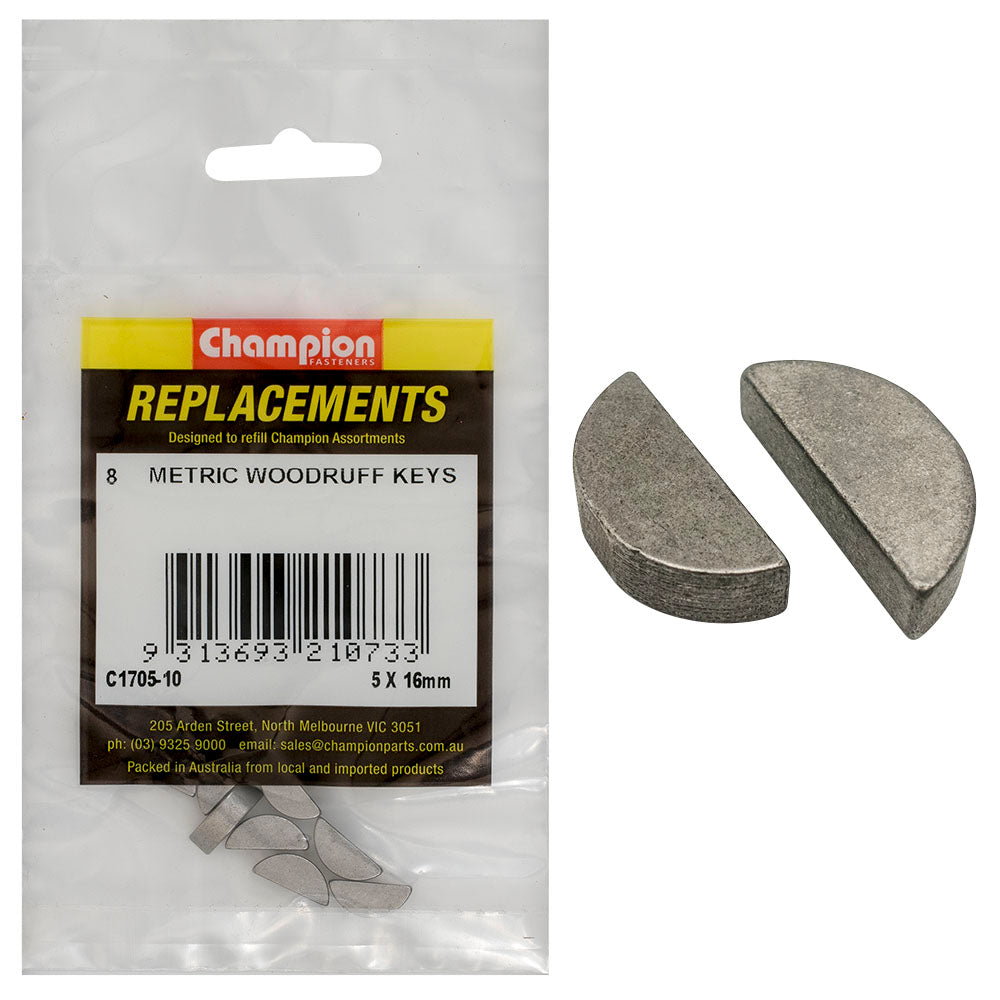 Champion 5 x 16mm Metric Woodruff Keys -8pk