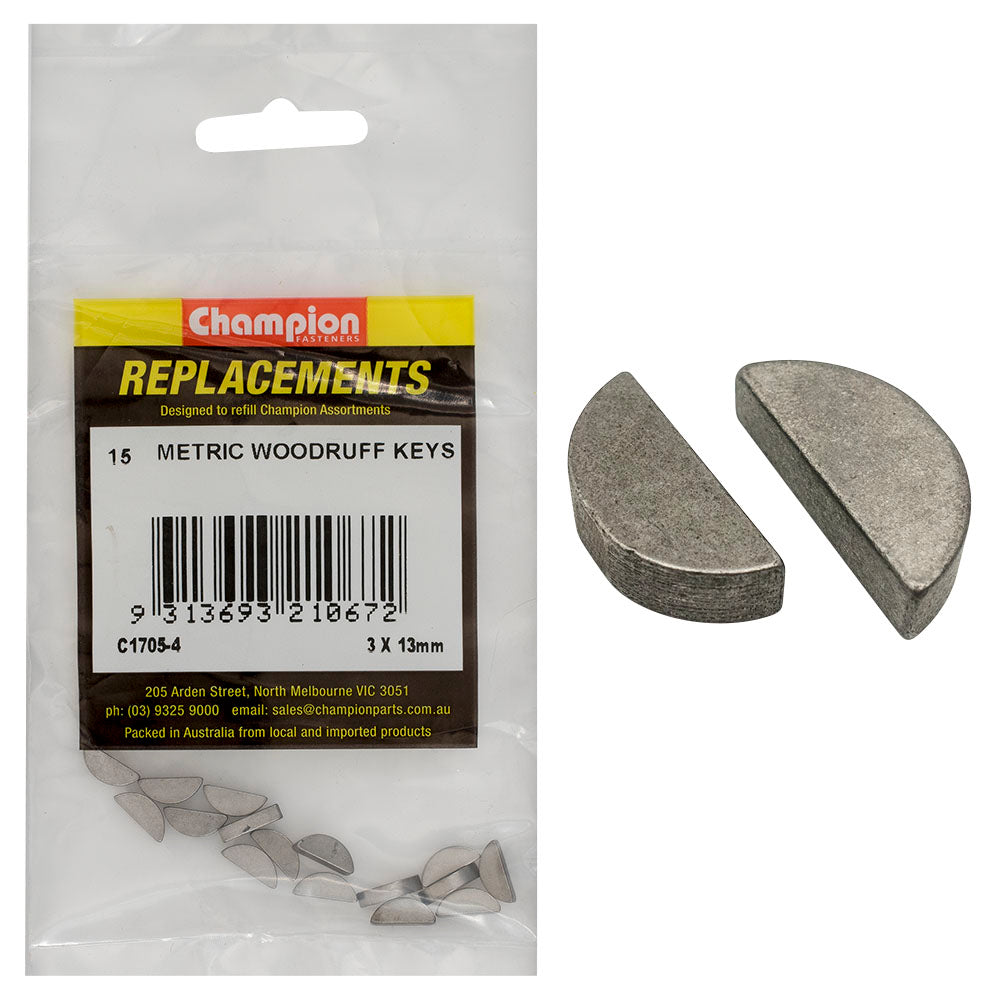 Champion 3 x 13mm Metric Woodruff Keys -15pk