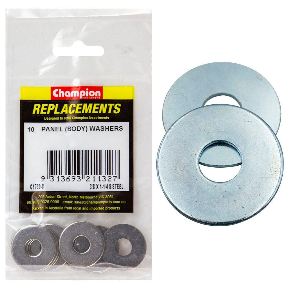 Champion 3/8 x 1-1/4in Flat S/Steel Panel (Body) Washer-10pk
