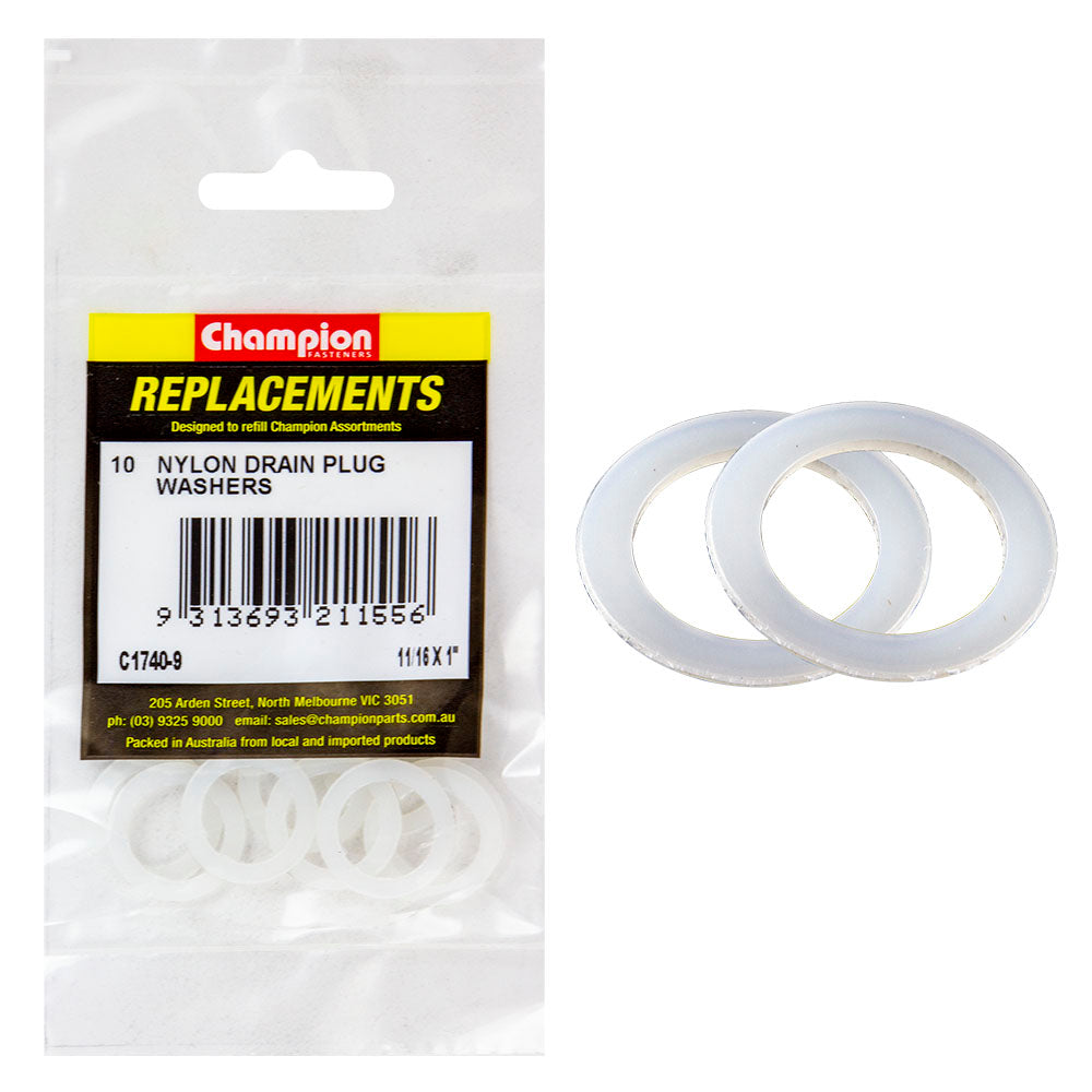 Champion 11/16in x 1in x 1/32in Nylon Washer -10pk