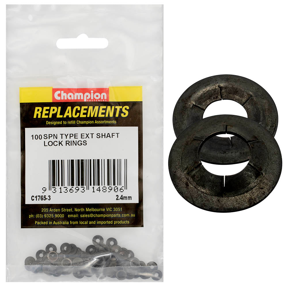 Champion 2.4mm Spn Type External Lock Rings -100pk