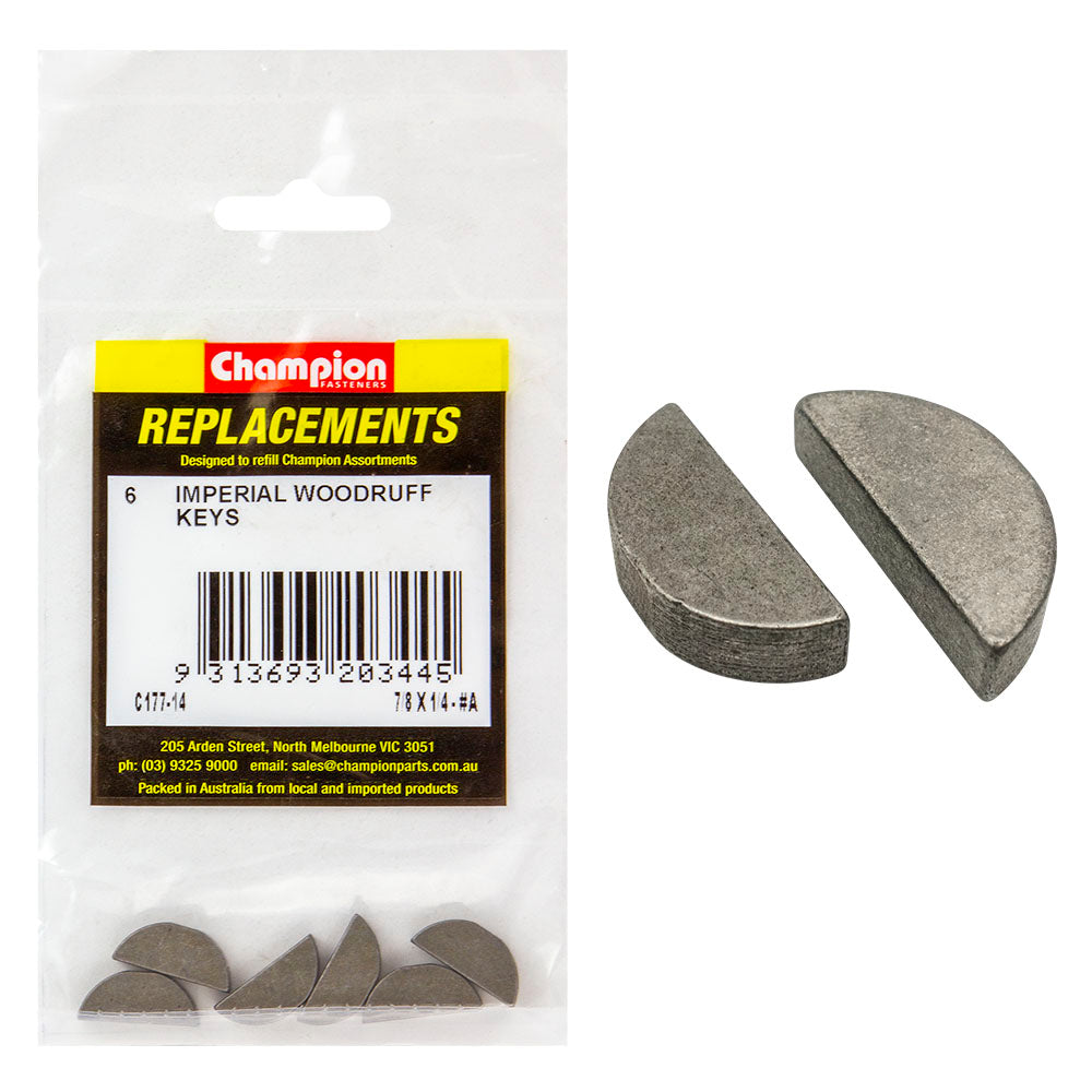 Champion 7/8in x 1/4in Wka Woodruff Key -6pk