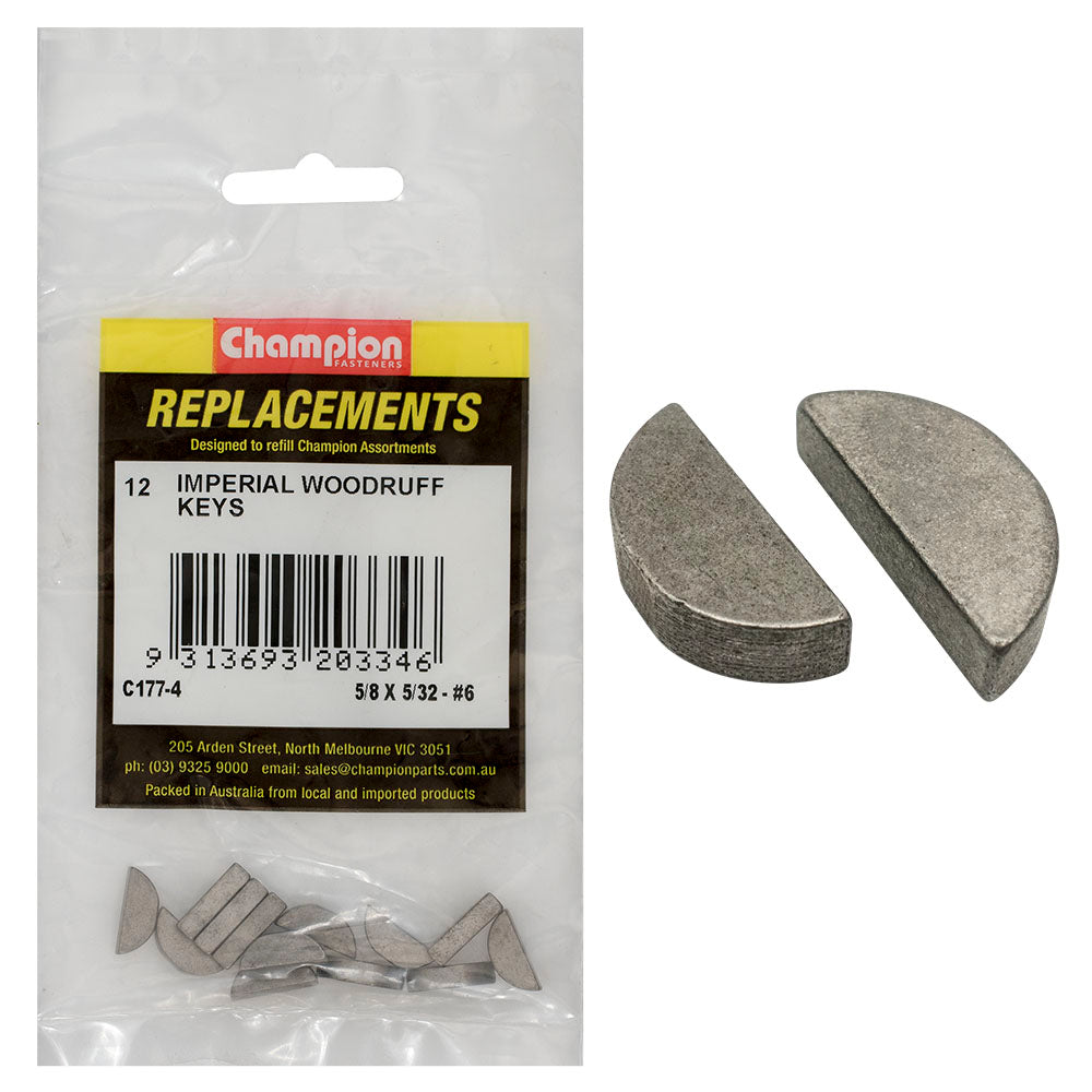 Champion 5/8in x 5/32in Wk6 Woodruff Key -12pk