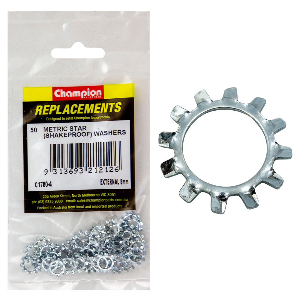Champion 8mm External Star Washer -50pk