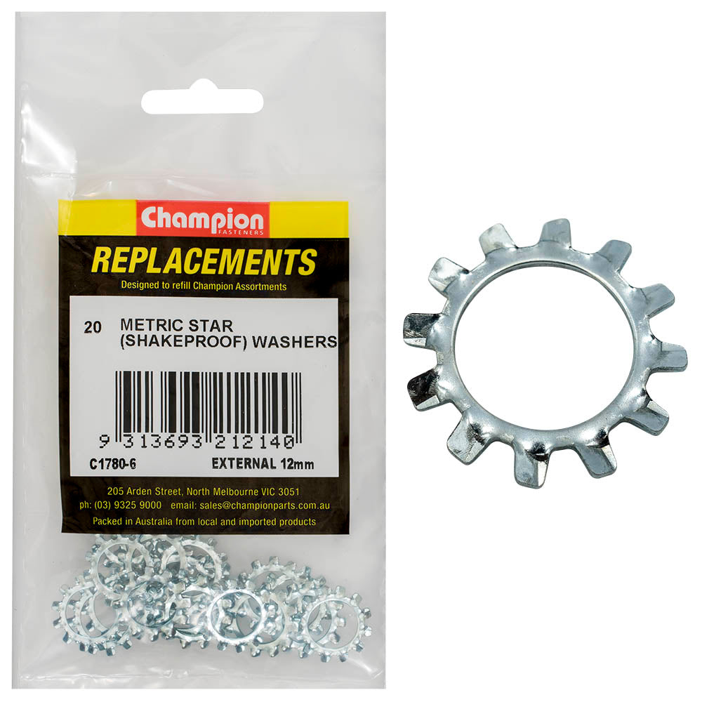 Champion 12mm External Star Washer -20pk