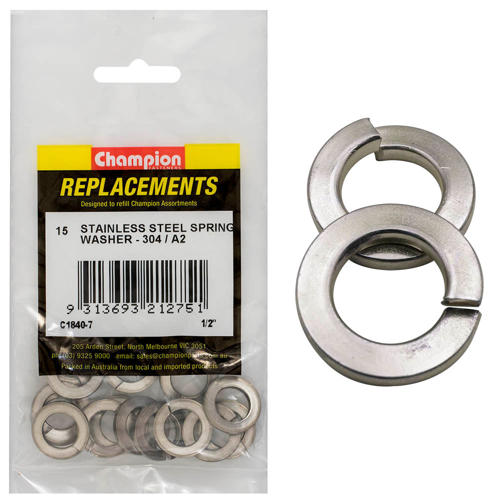 Champion 1/2in Stainless Spring Washer 304/A2 -15pk