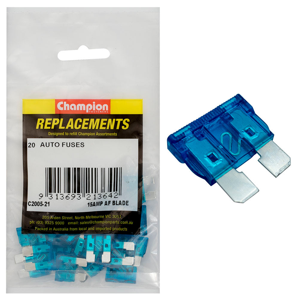 Champion AF 15Amp Standard Blade Fuse (Blue) -20pk