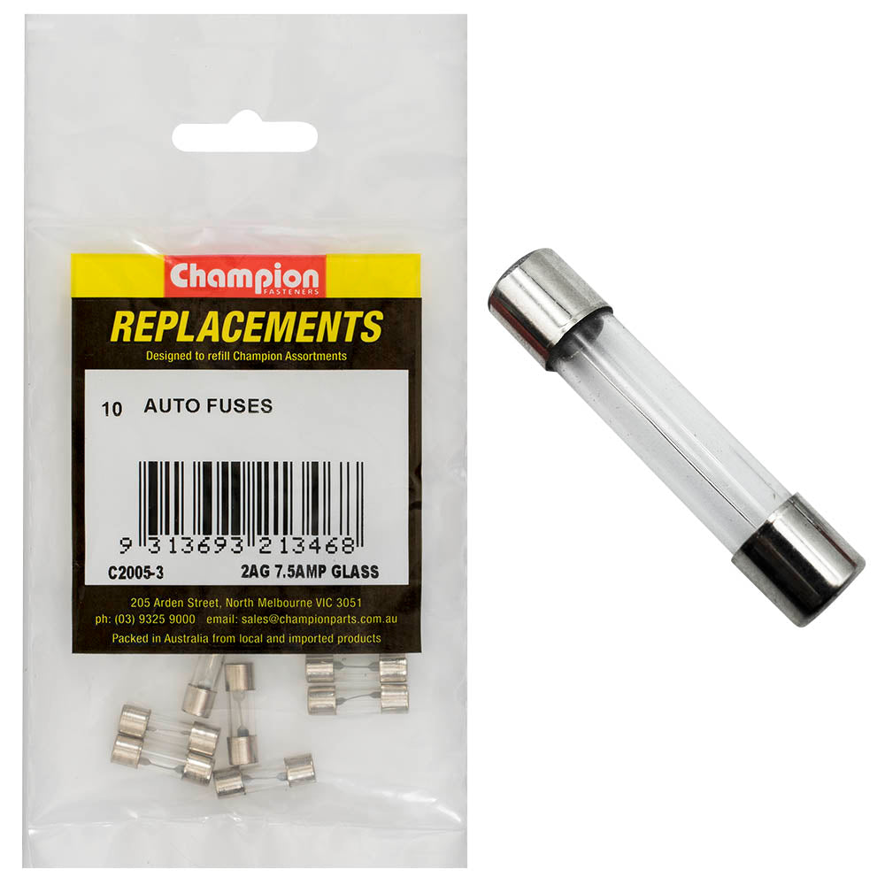 Champion 2Ag 7.5Amp Glass Fuse -10pk