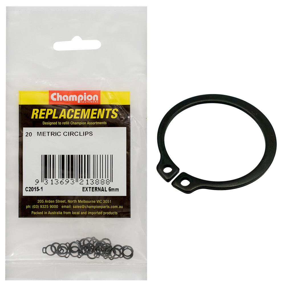 Champion 6mm External Circlip -20pk