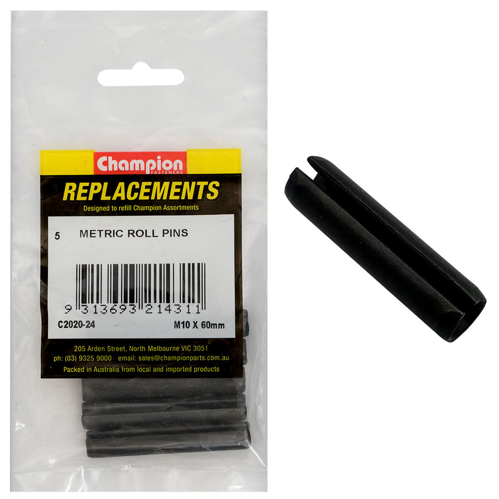Champion 10.0 x 60mm Metric Roll Pin -5pk
