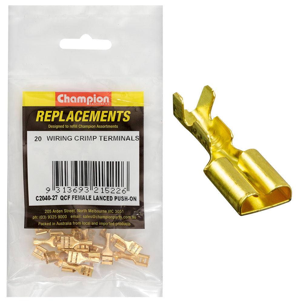 Champion Female Lanced Push-On Terminal -20pk