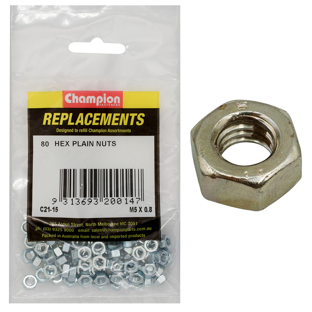 Champion M5 x 0.8 Hexagon Nut -80pk