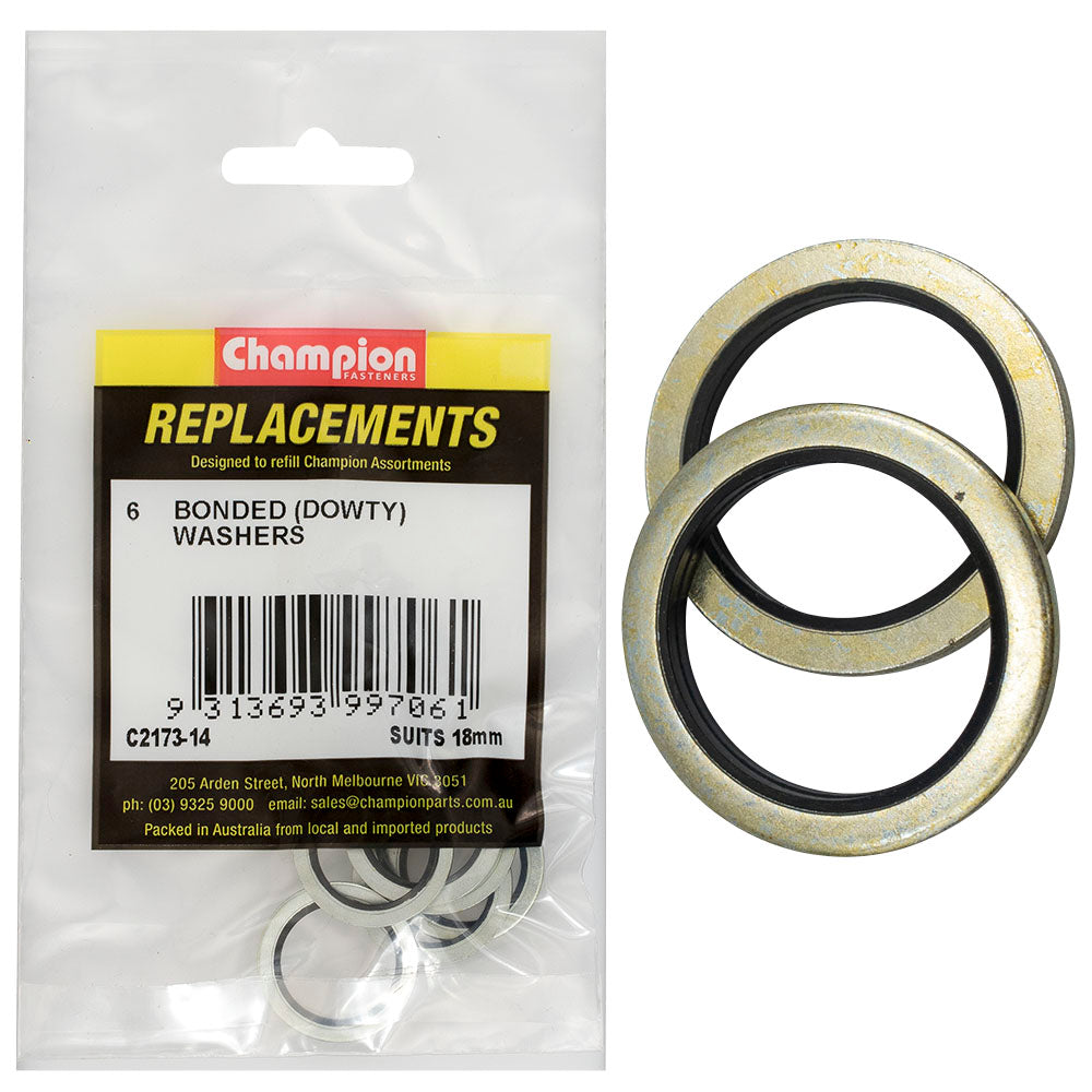 Champion Bonded Seal Washer (Dowty) 18mm -6pk