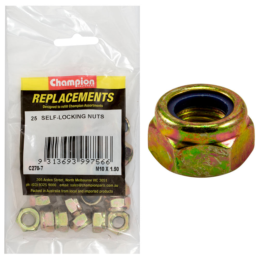 Champion M10 x 1.50 Self Locking Nut (Iso) -25pk