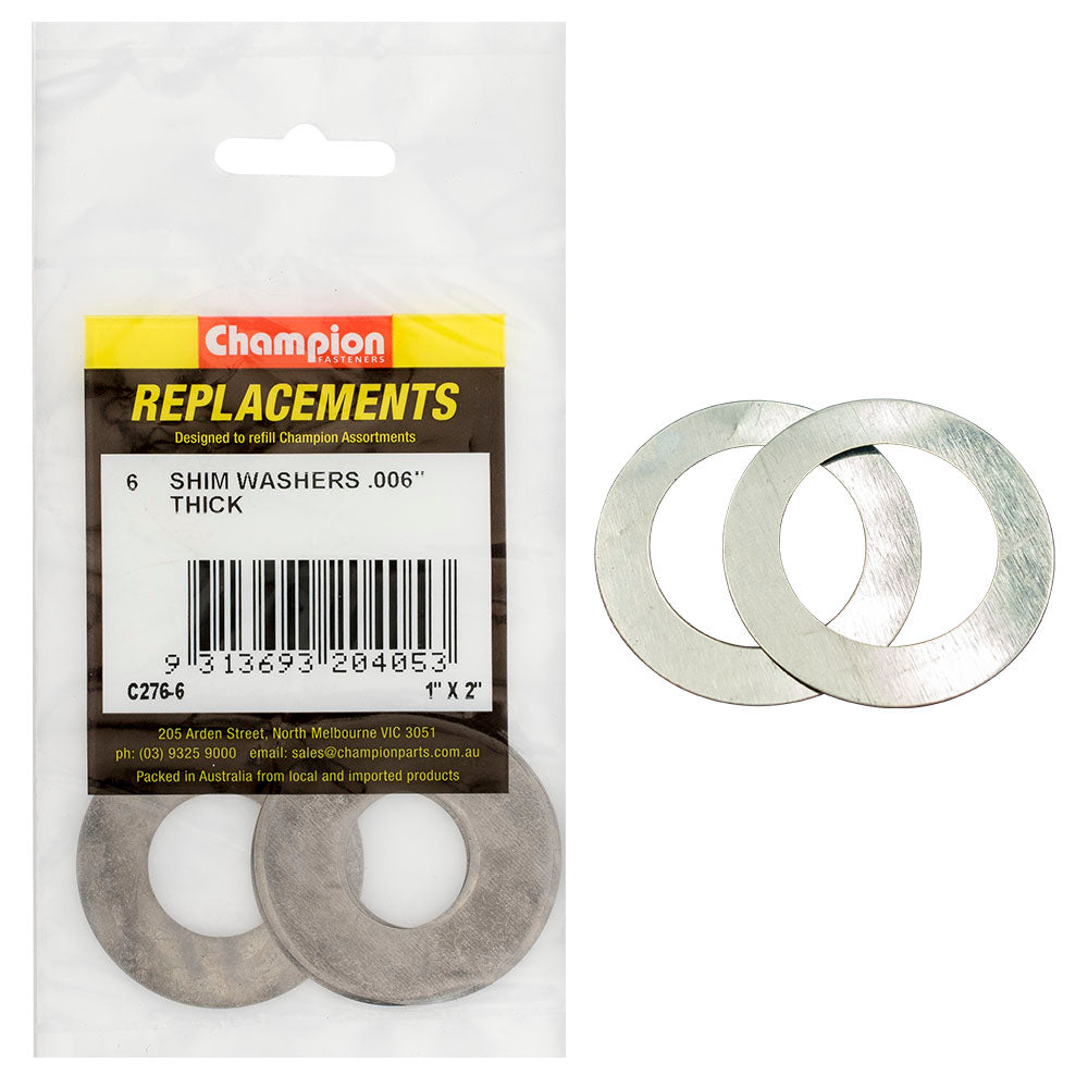 Champion 1in x 2in x 0.006in Shim Washer -6pk**
