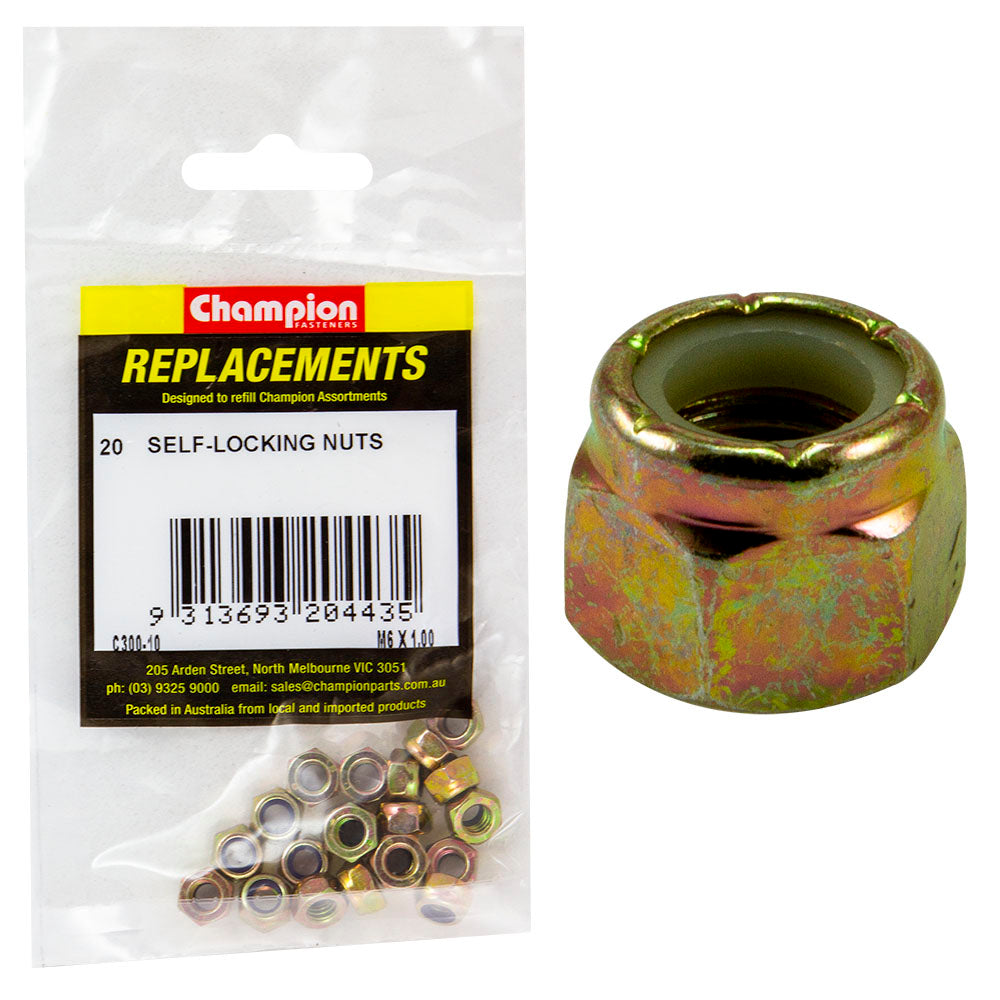 Champion M6 x 1.00 Nylon insert Self-Locking Nut -20pk
