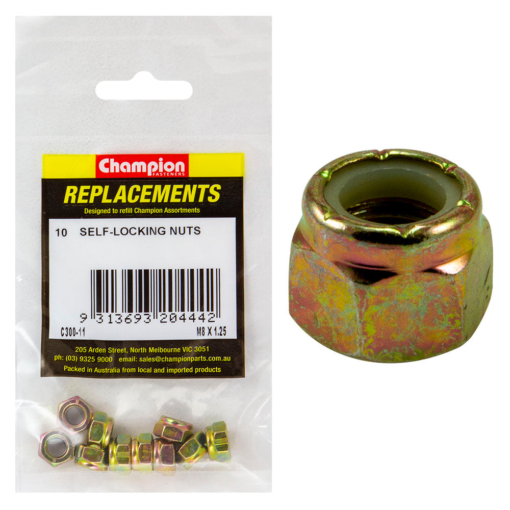 Champion M8 x 1.25 Nylon insert Self-Locking Nut -10pk