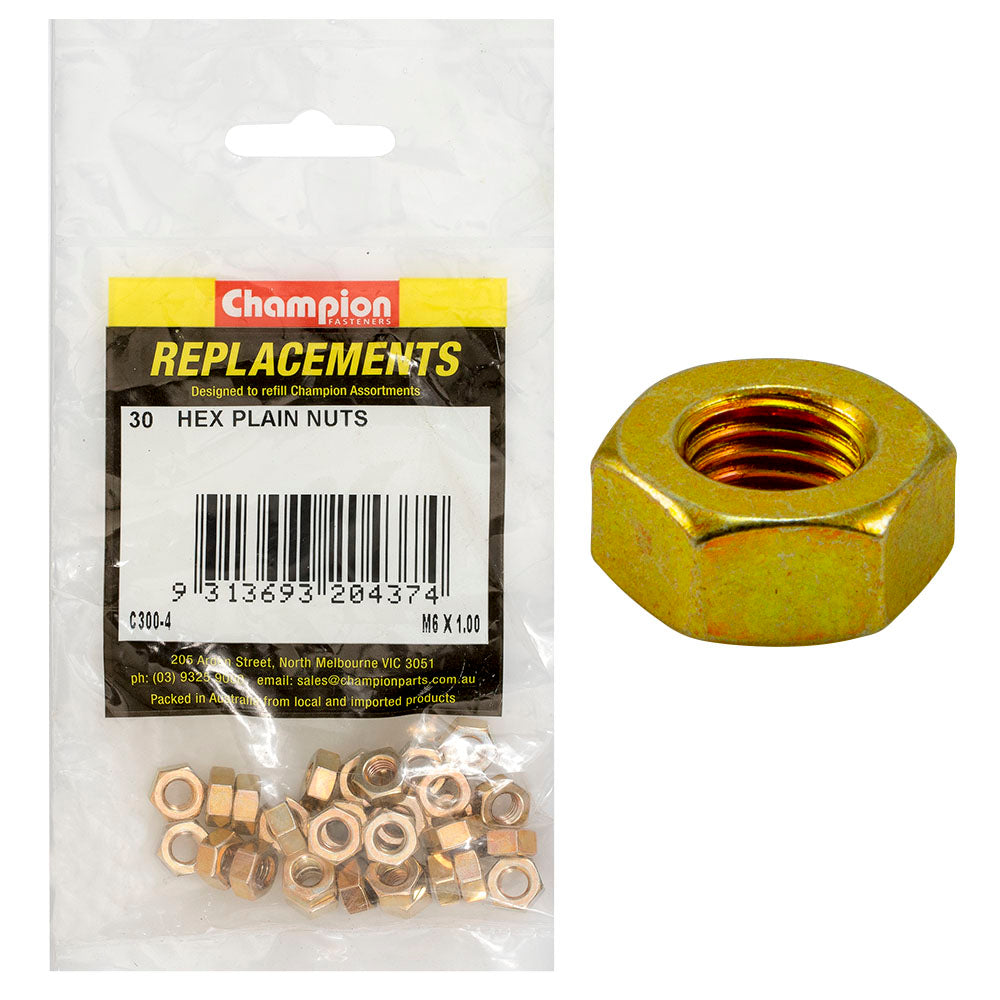 Champion M6 x 1.00 Plain Hex Nut -30pk