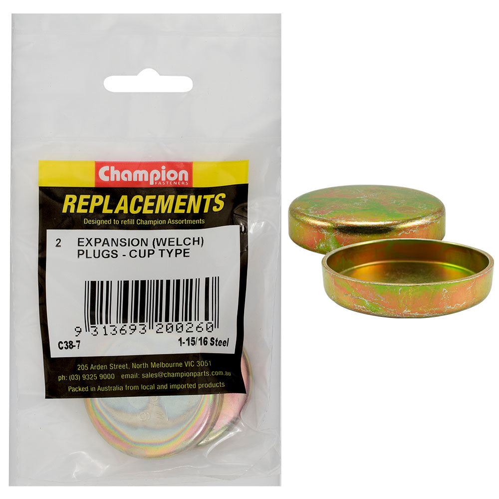 Champion 1-15/16in Steel Expansion (Frost) Plug-Cup Type-2pk