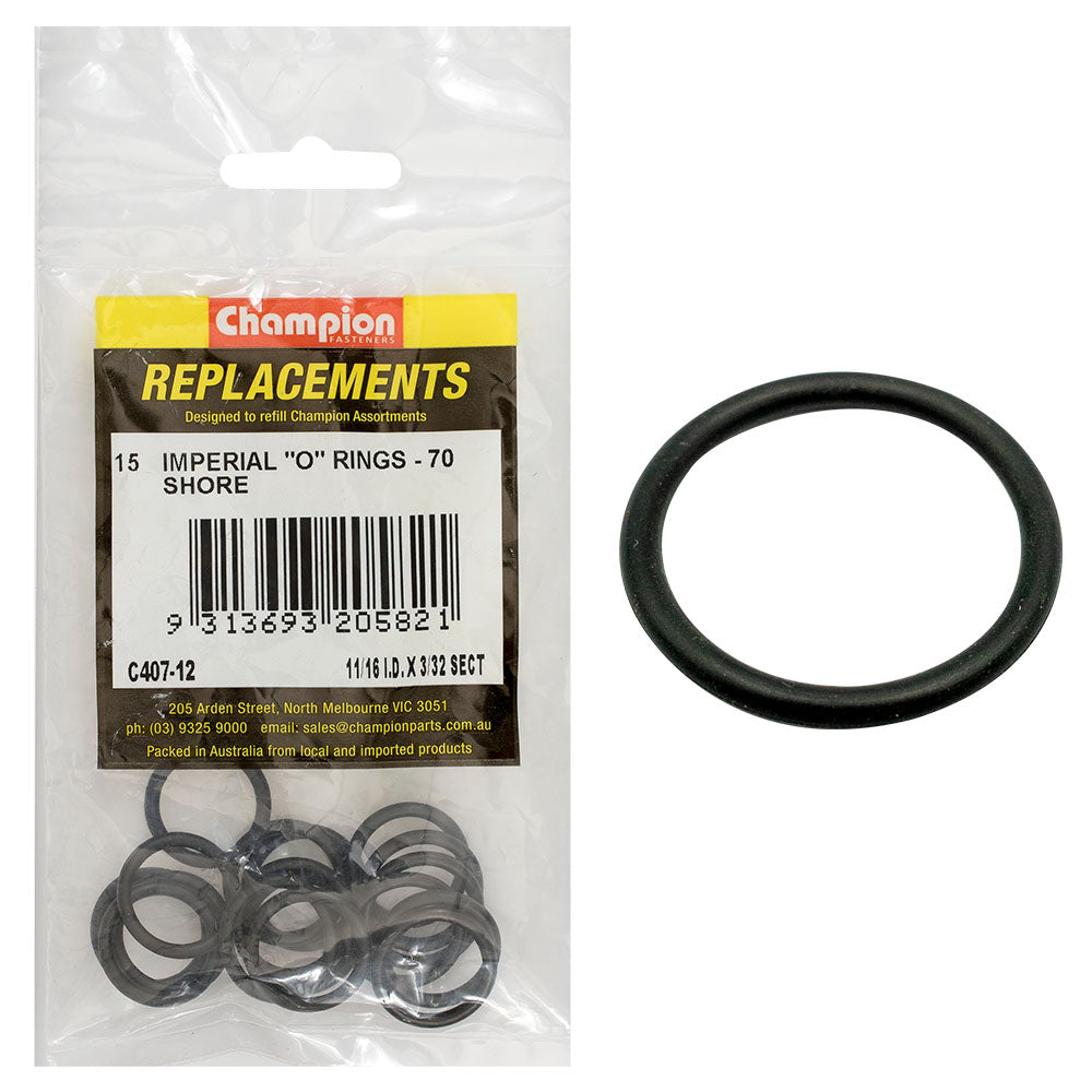 Champion 11/16in (I.D.) x 3/32in Imperial O-Ring -15pk