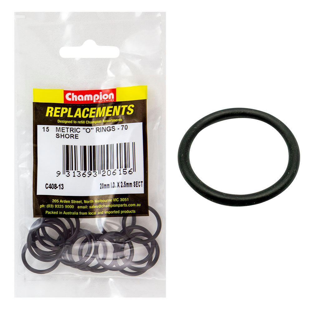 Champion 20mm (I.D.) x 2.5mm Metric O-Ring -15pk