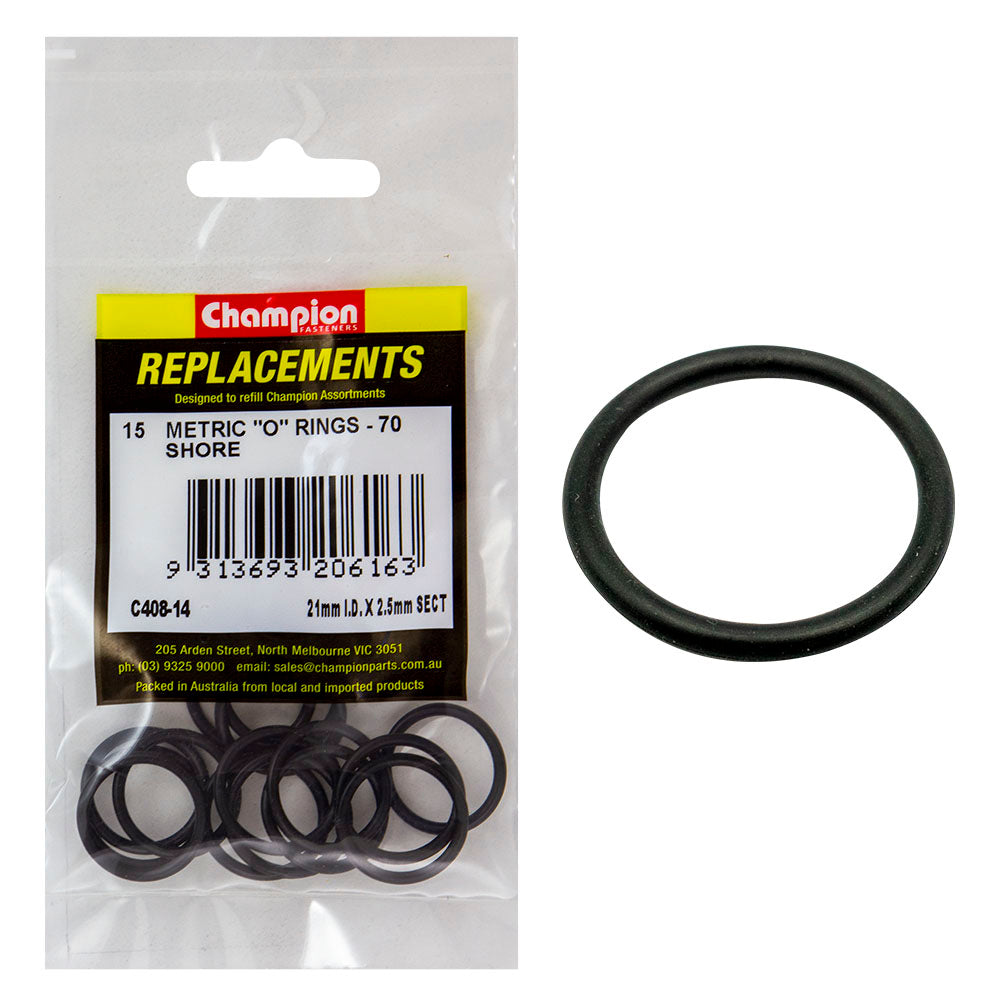 Champion 21mm (I.D.) x 2.5mm Metric O-Ring -15pk