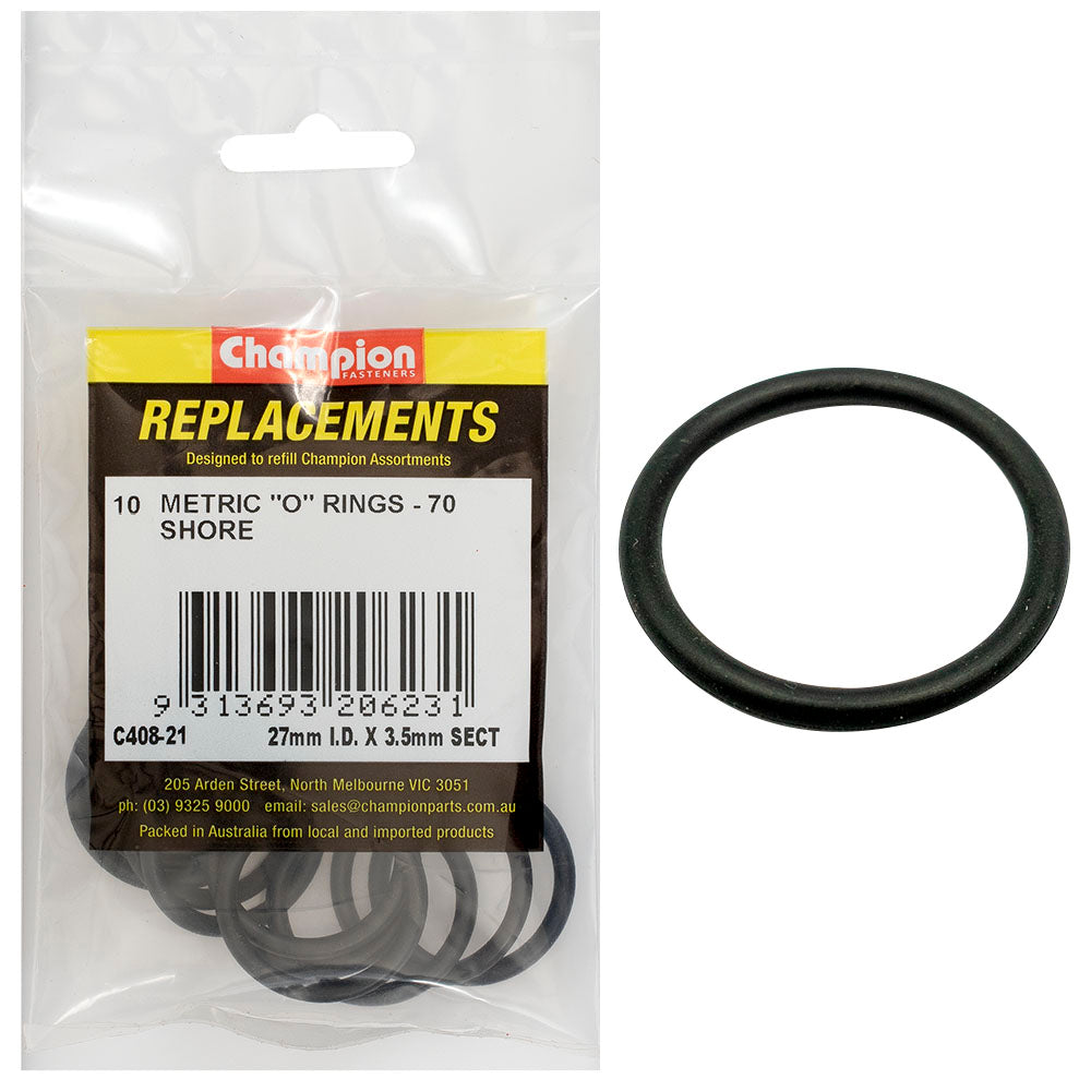 Champion 27mm (I.D.) x 3.5mm Metric O-Ring -10pk
