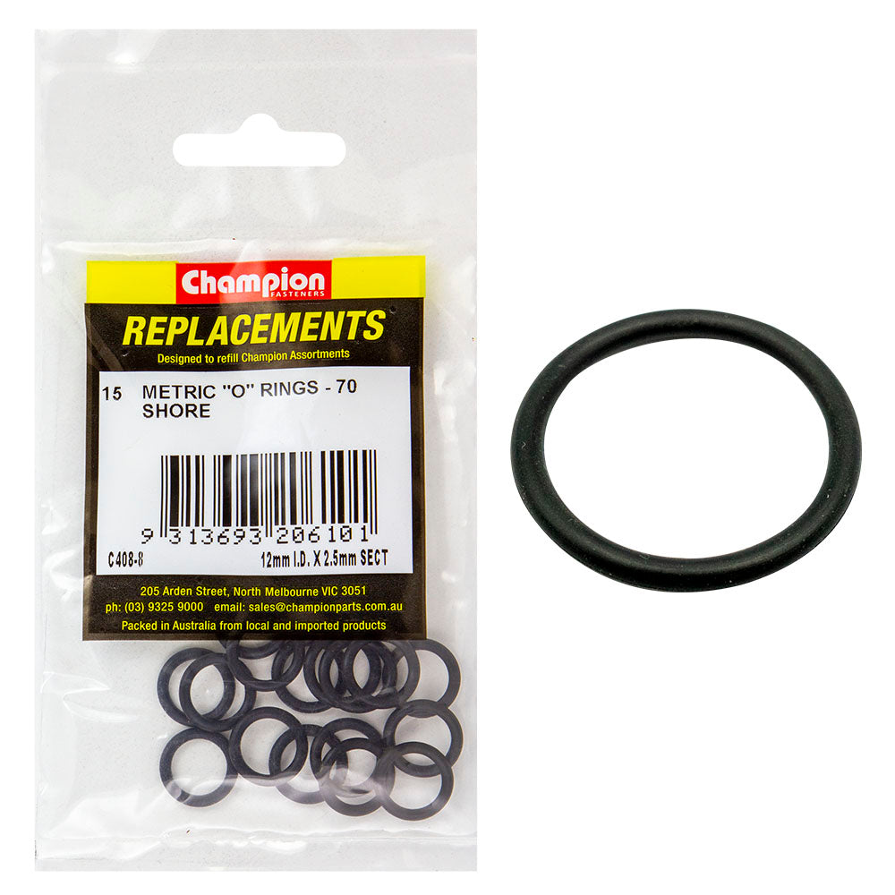 Champion 12mm (I.D.) x 2.5mm Metric O-Ring -15pk