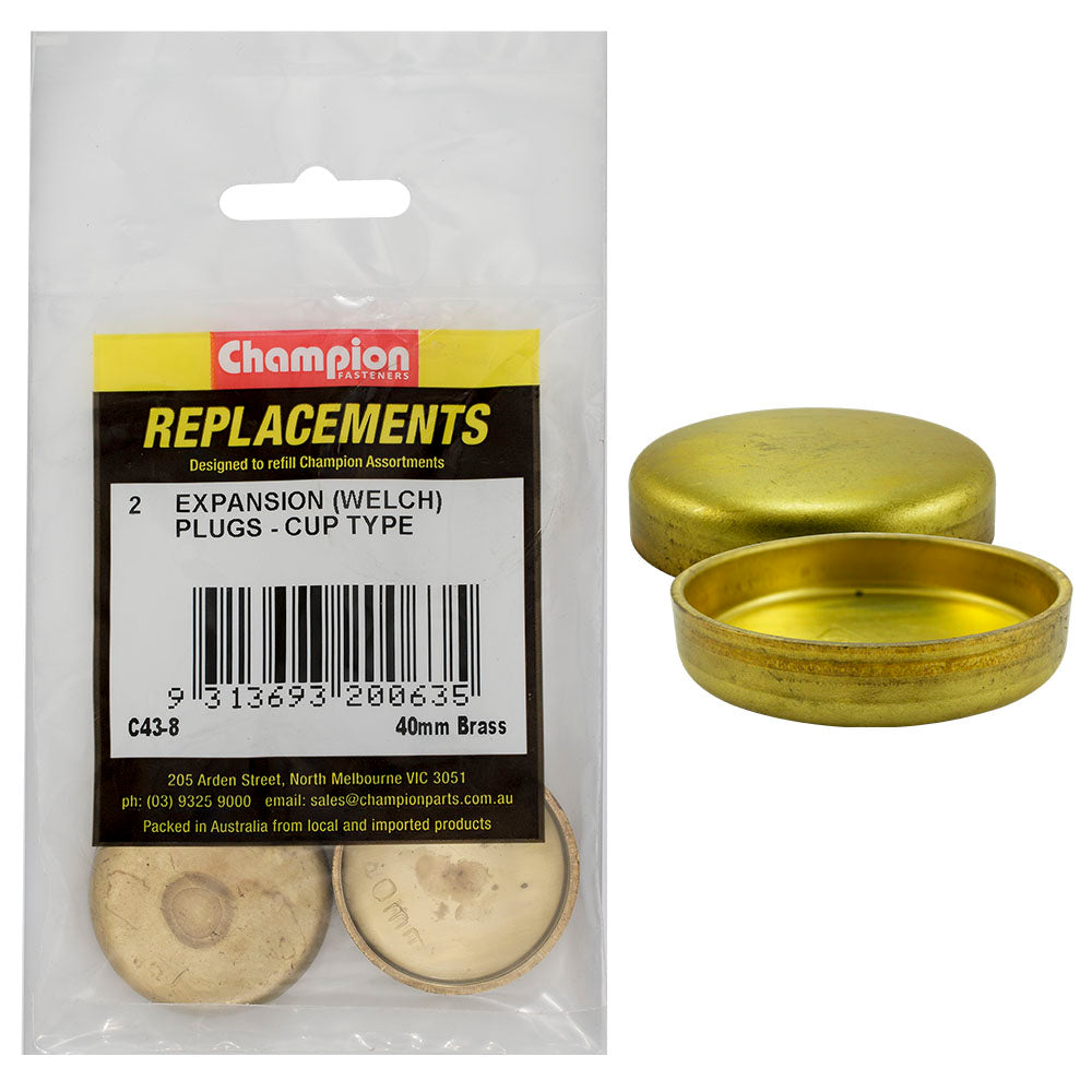 Champion 40mm Brass Expansion (Frost) Plug -Cup Type -2pk