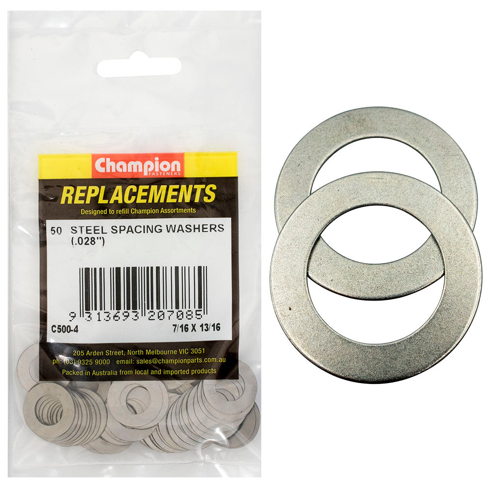 Champion 7/16 x 13/16 x1/32in(22G) Steel Spacing Washer-50pk