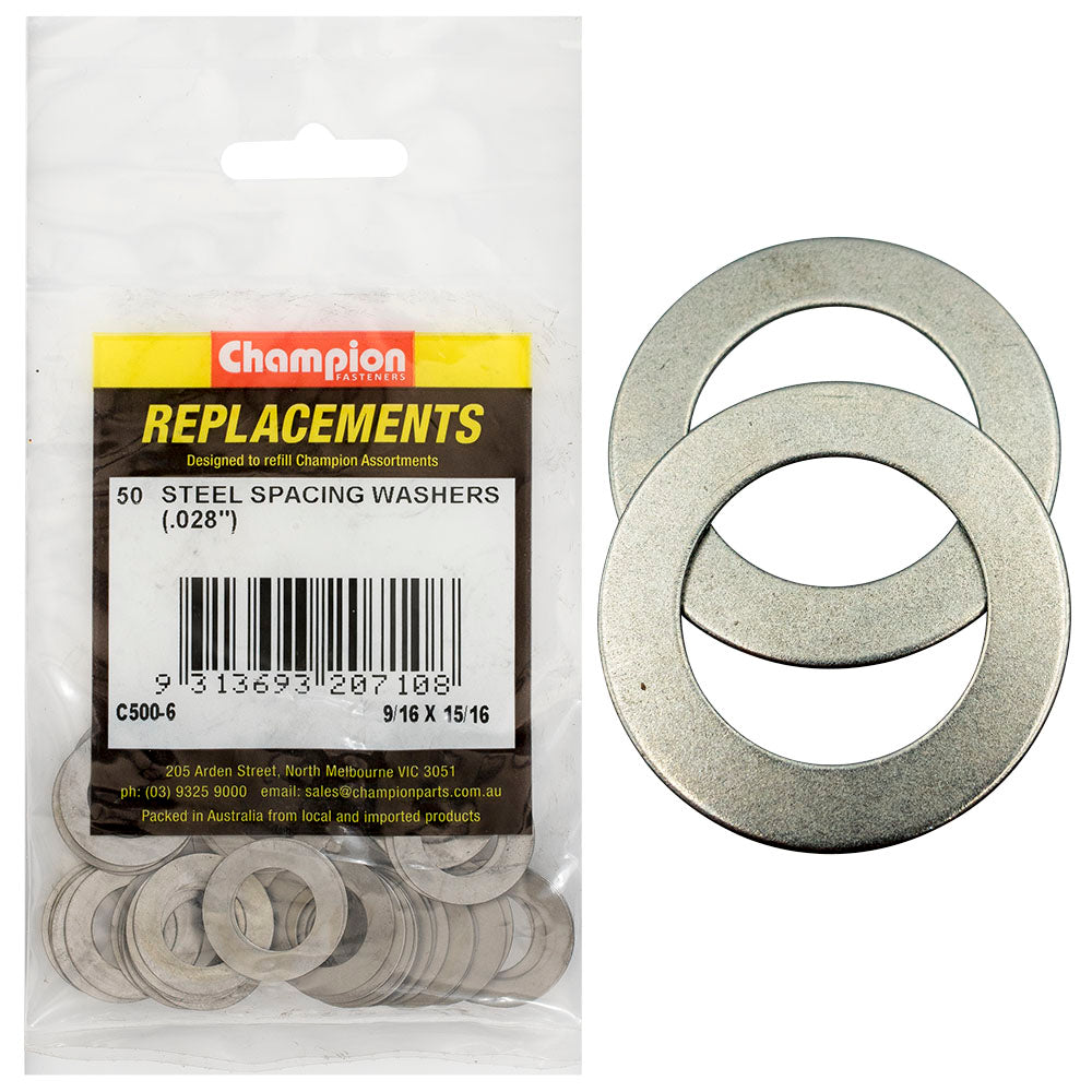 Champion 9/16 x 15/16 x1/32in(22G) Steel Spacing Washer-50pk