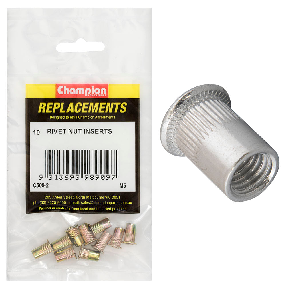 Champion M5 Steel Rivet Nut inserts -10pk