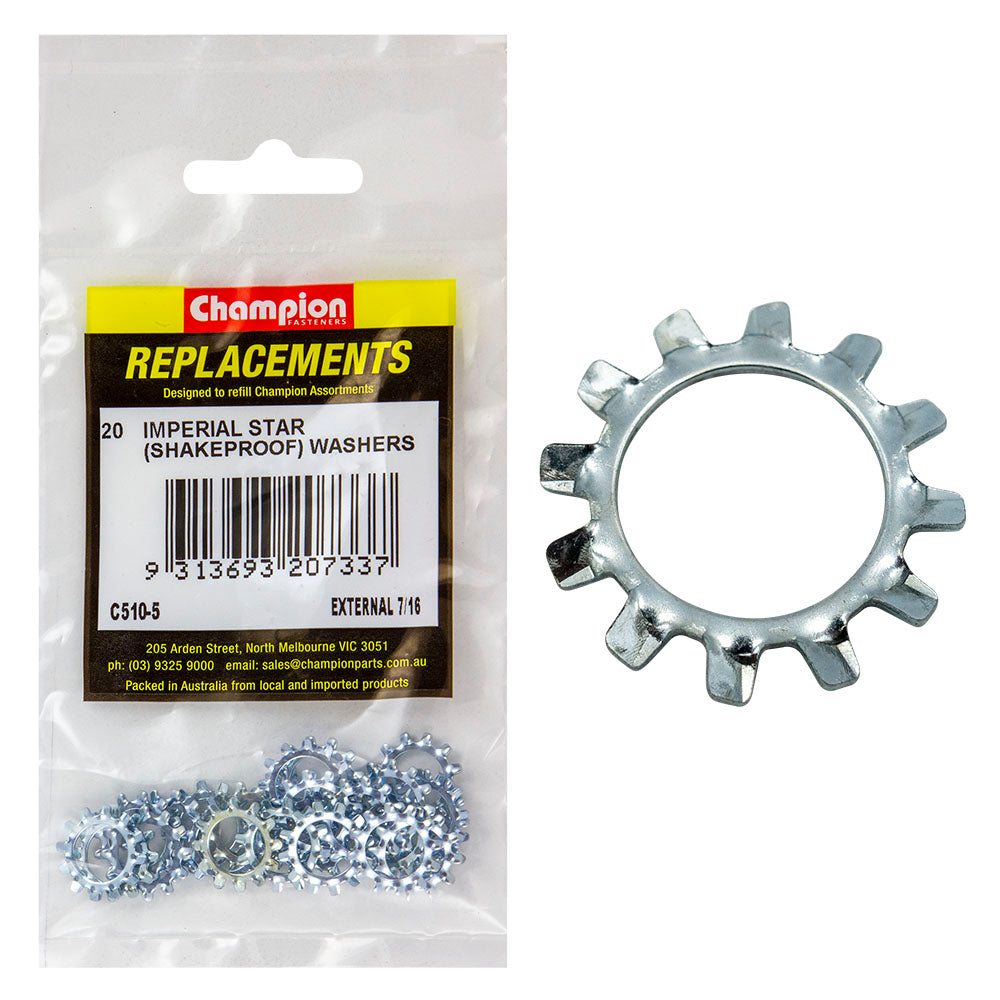 Champion 7/16in External Star Washer -20pk