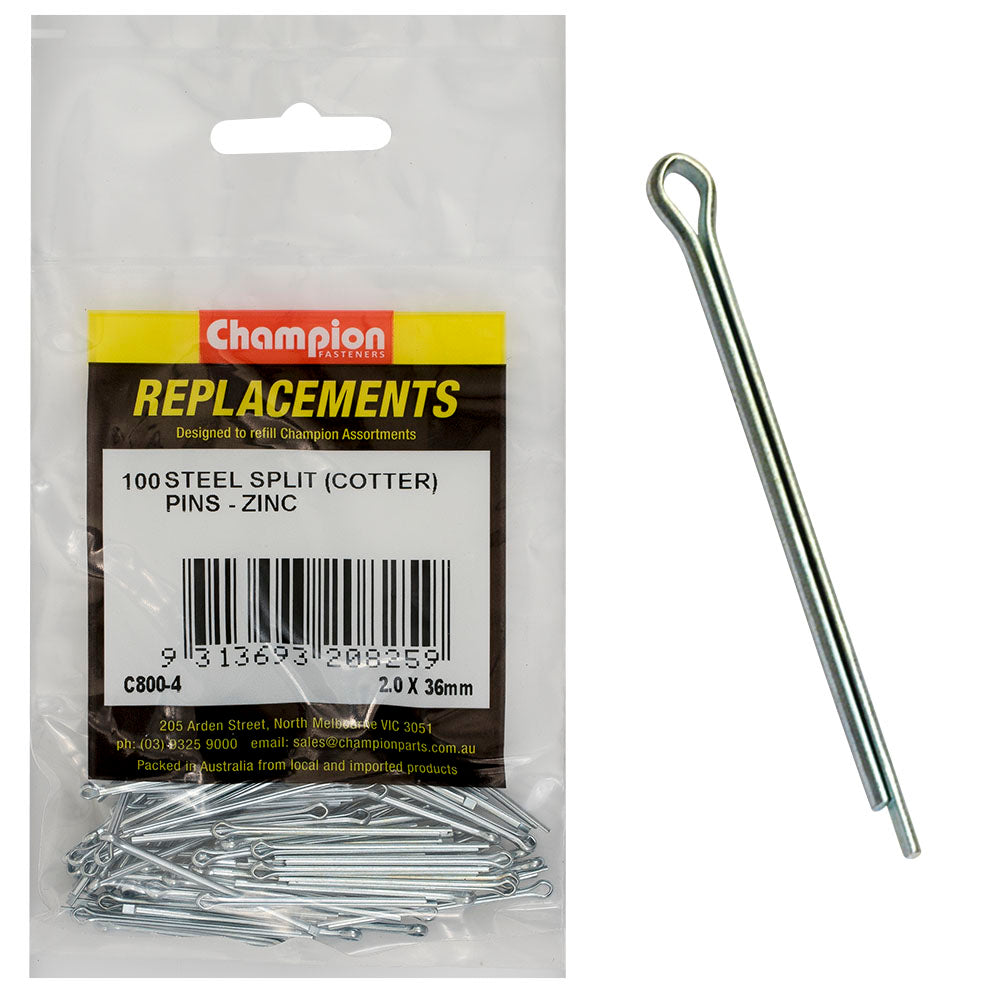 Champion 2.0mm x 36mm Steel Split (Cotter) Pin -100pk