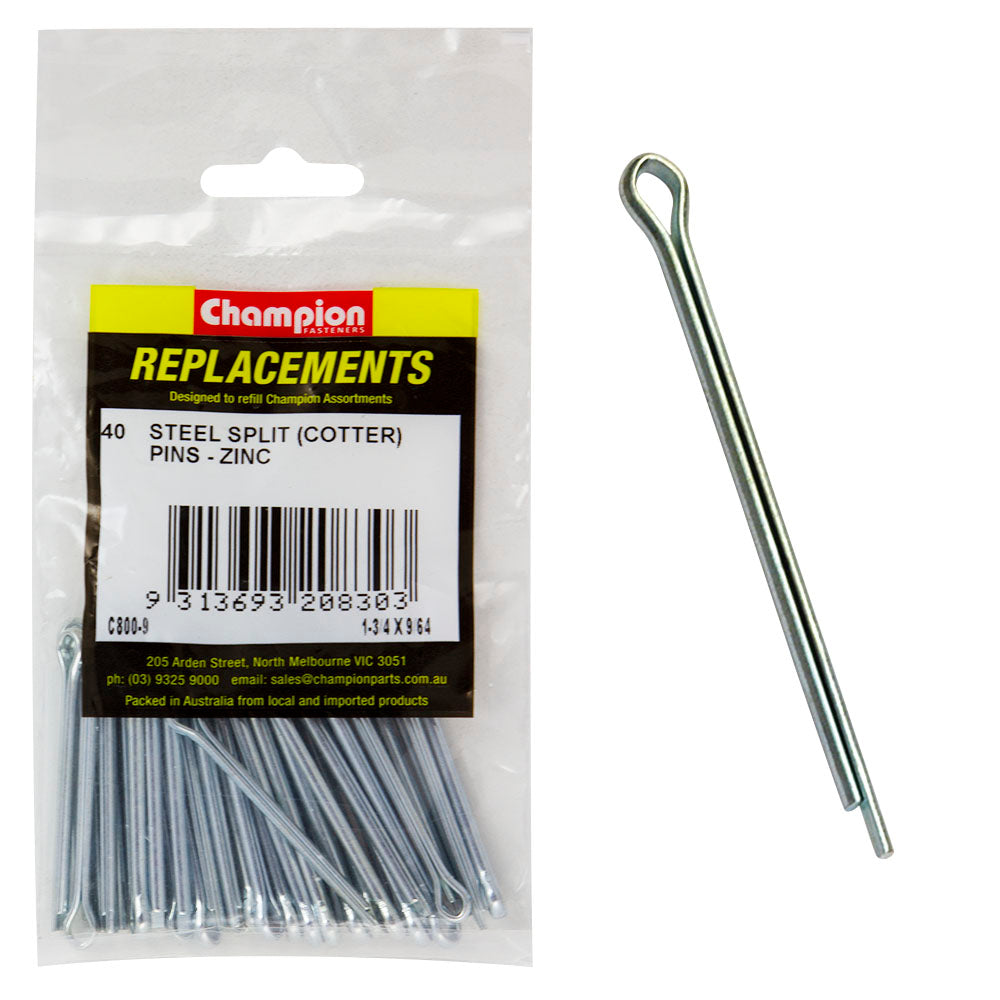 Champion 9/64in x 45mm Steel Split (Cotter) Pin -40pk