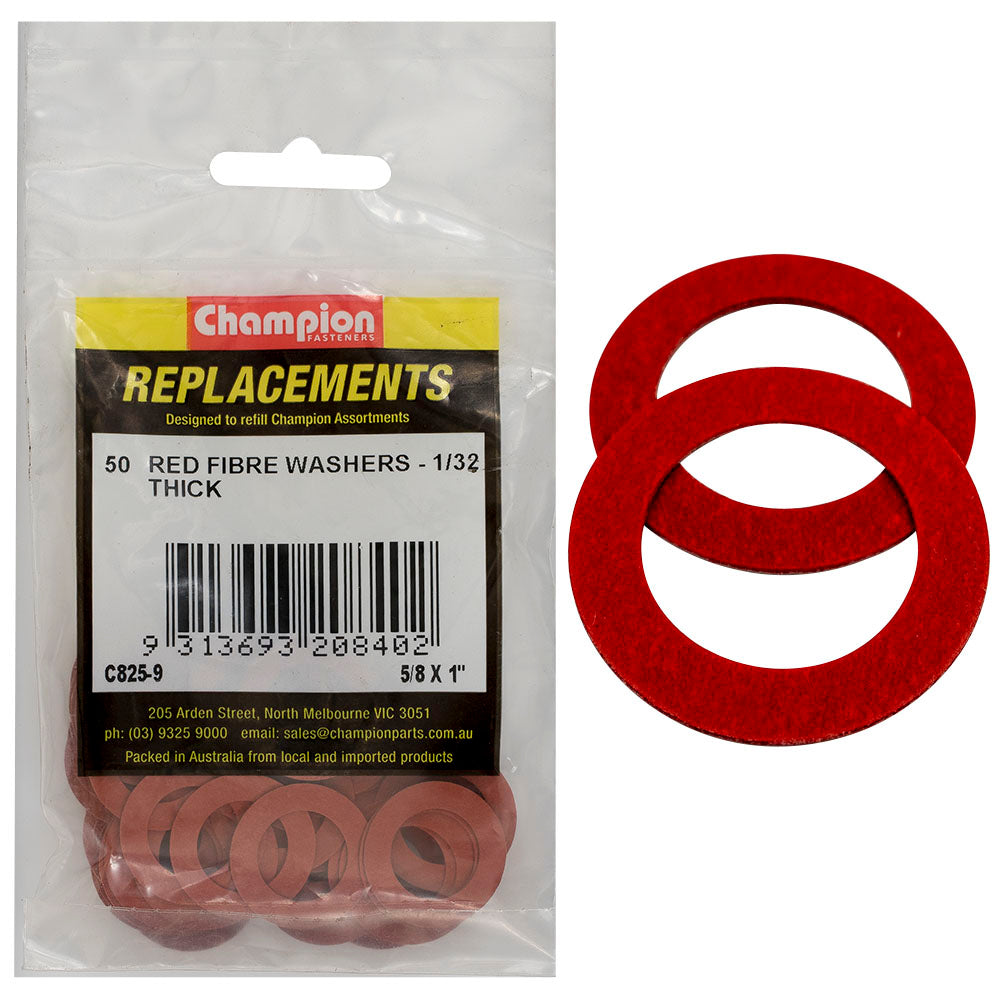 Champion 5/8in x 1in x 1/32in Red Fibre Washer -50pk
