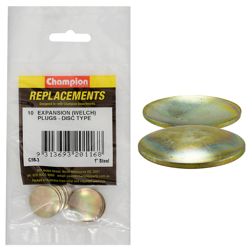 Champion 1in Steel Expansion (Frost) Plug-Lens/Disc Type-10p