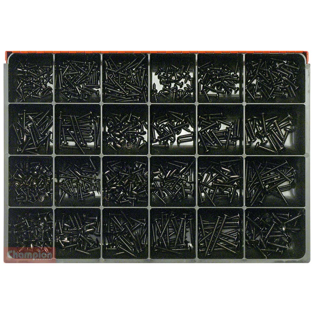 Champion Master Kit 830pc Self Tap Screw Asst(Black Zinc)