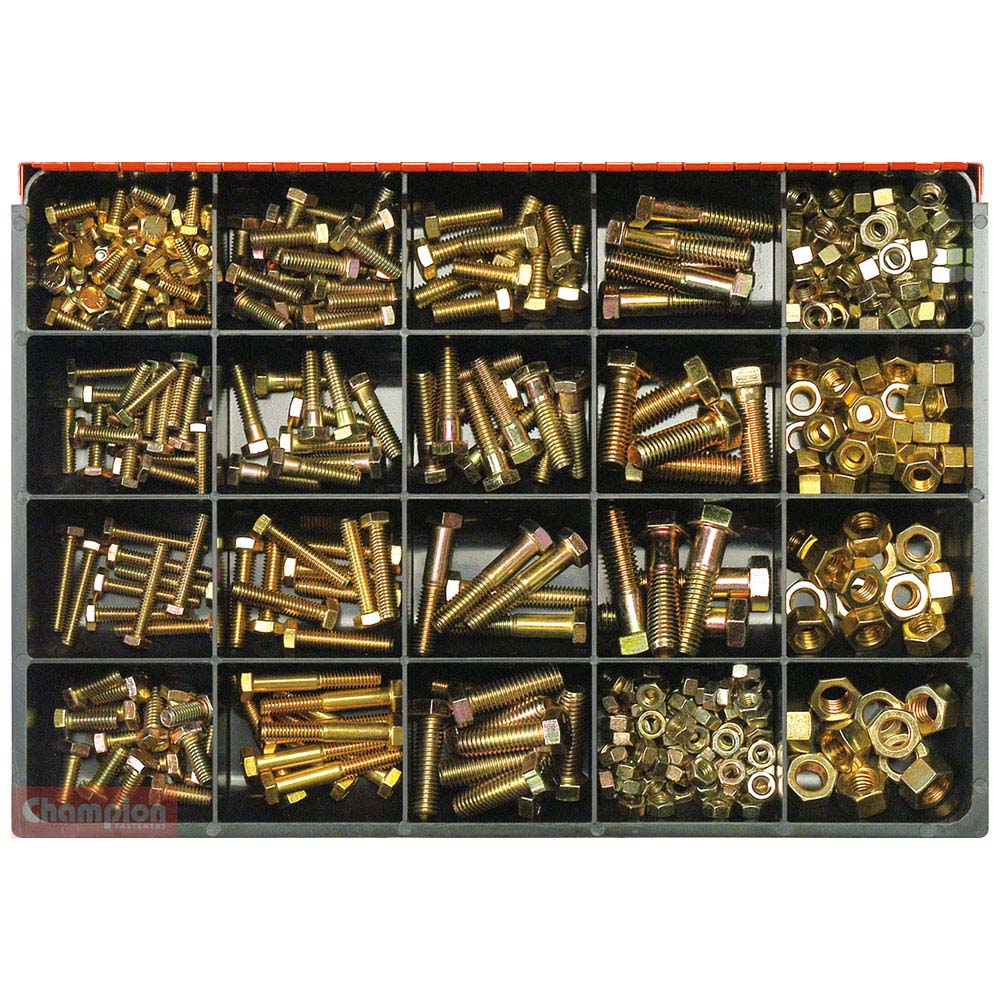 Champion Master Kit 370pc UNC Bolt, Set Screw & Nut Asst