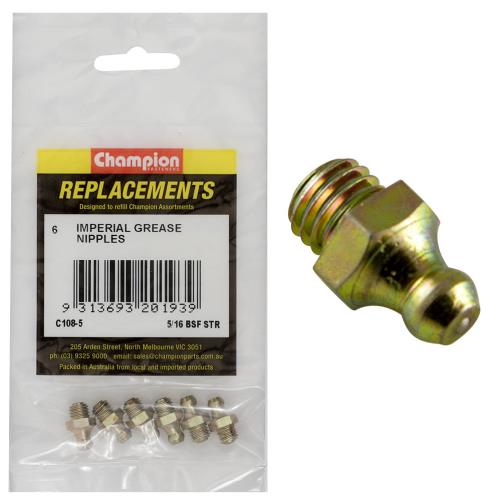 Champion 5/16in BSF Straight Grease Nipple - 100pk