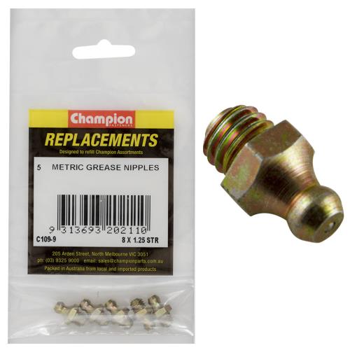 Champion M8 x 1.25mm Straight Grease Nipple - 100pk
