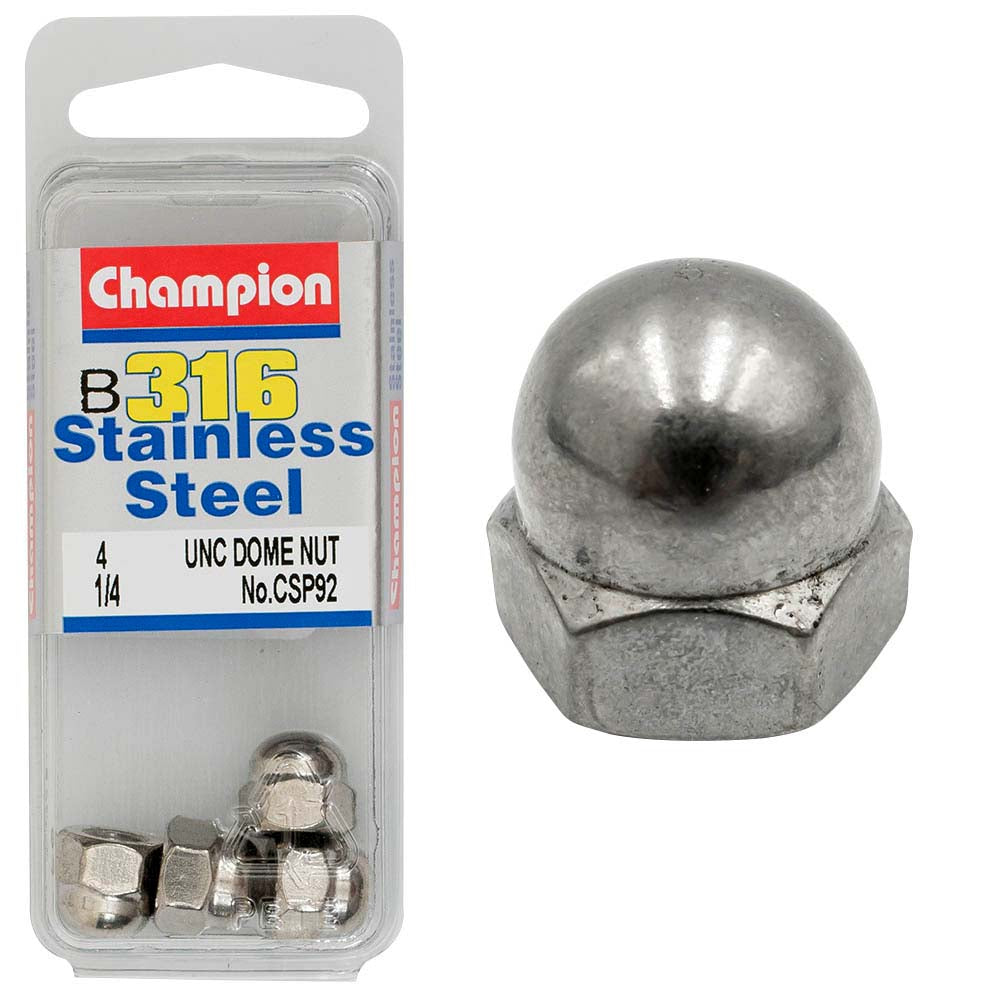 Champion 1/4in UNC Dome Nut 316/A4 (C)