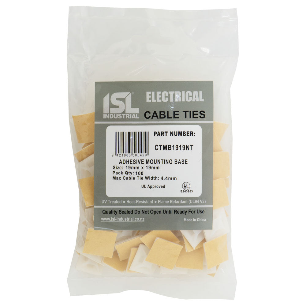 ISL 19 x 19mm Cable Tie mounting Base - Natural - 100pk