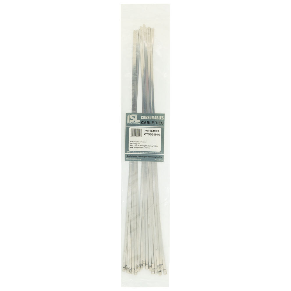 ISL 500 x 4.6mm 316 Stainless Cable Tie - 20pk