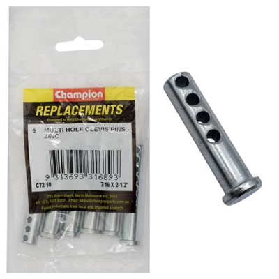 Champion 7/16 X 2-1/2in Multi Hole Clevis Pin 6pk